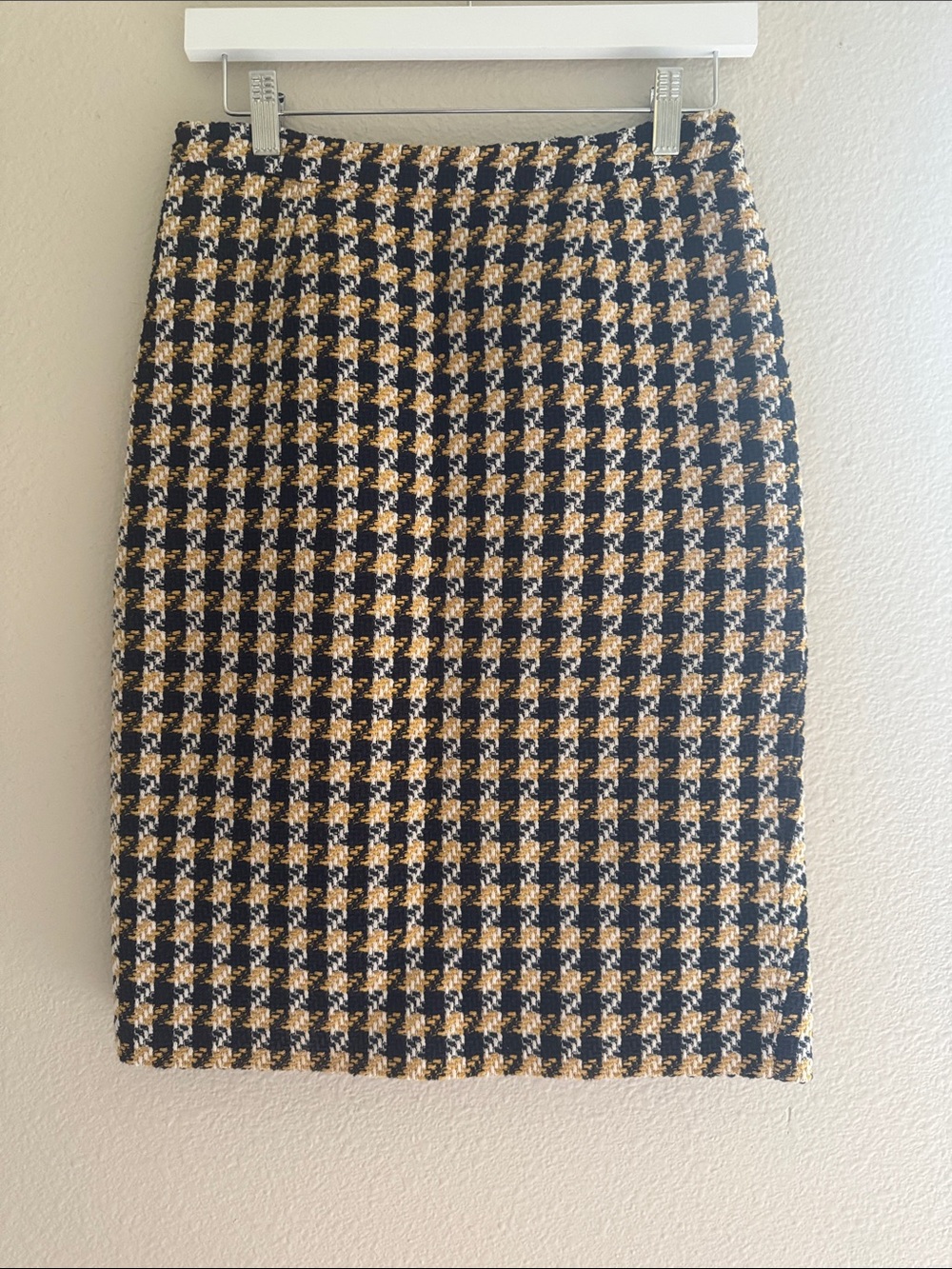 BODEN Houndstooth Tweed Pencil Skirt - Black & Yellow